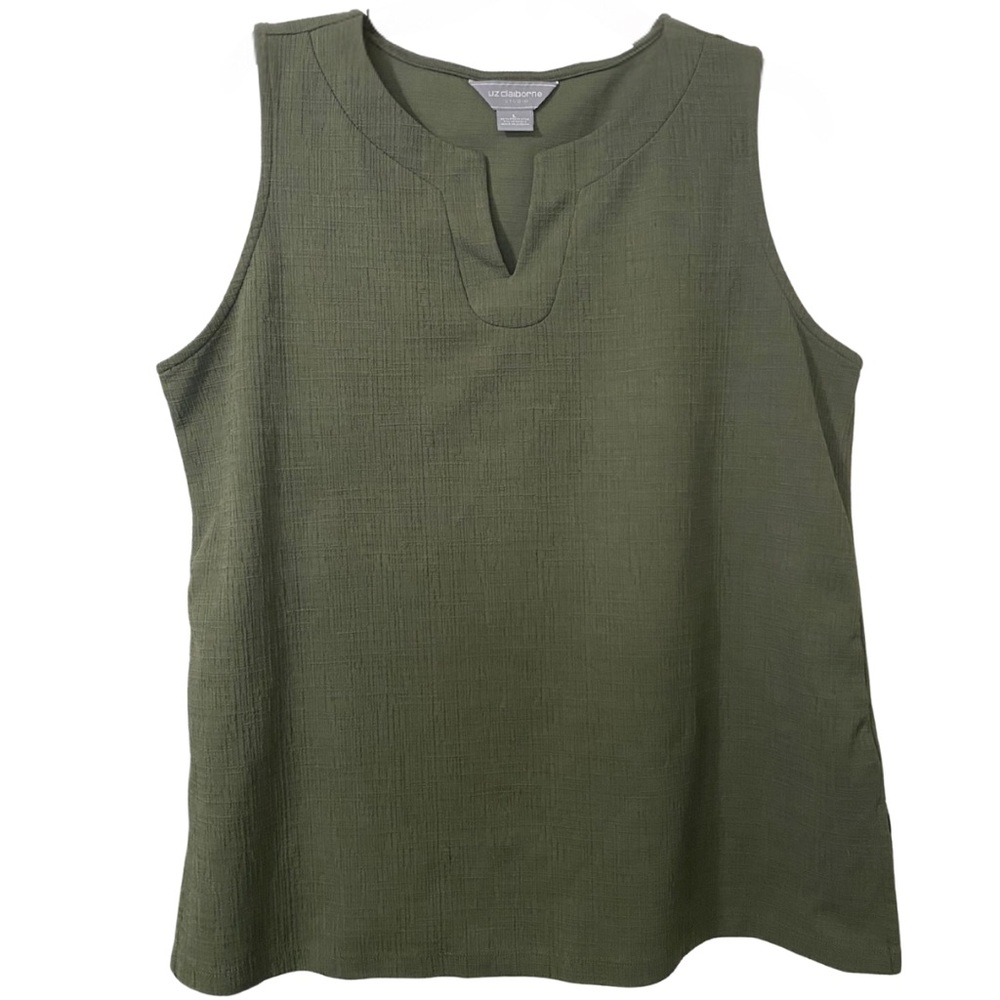 Liz Claiborne Forest Green V Neck Sleeveless Tank Top